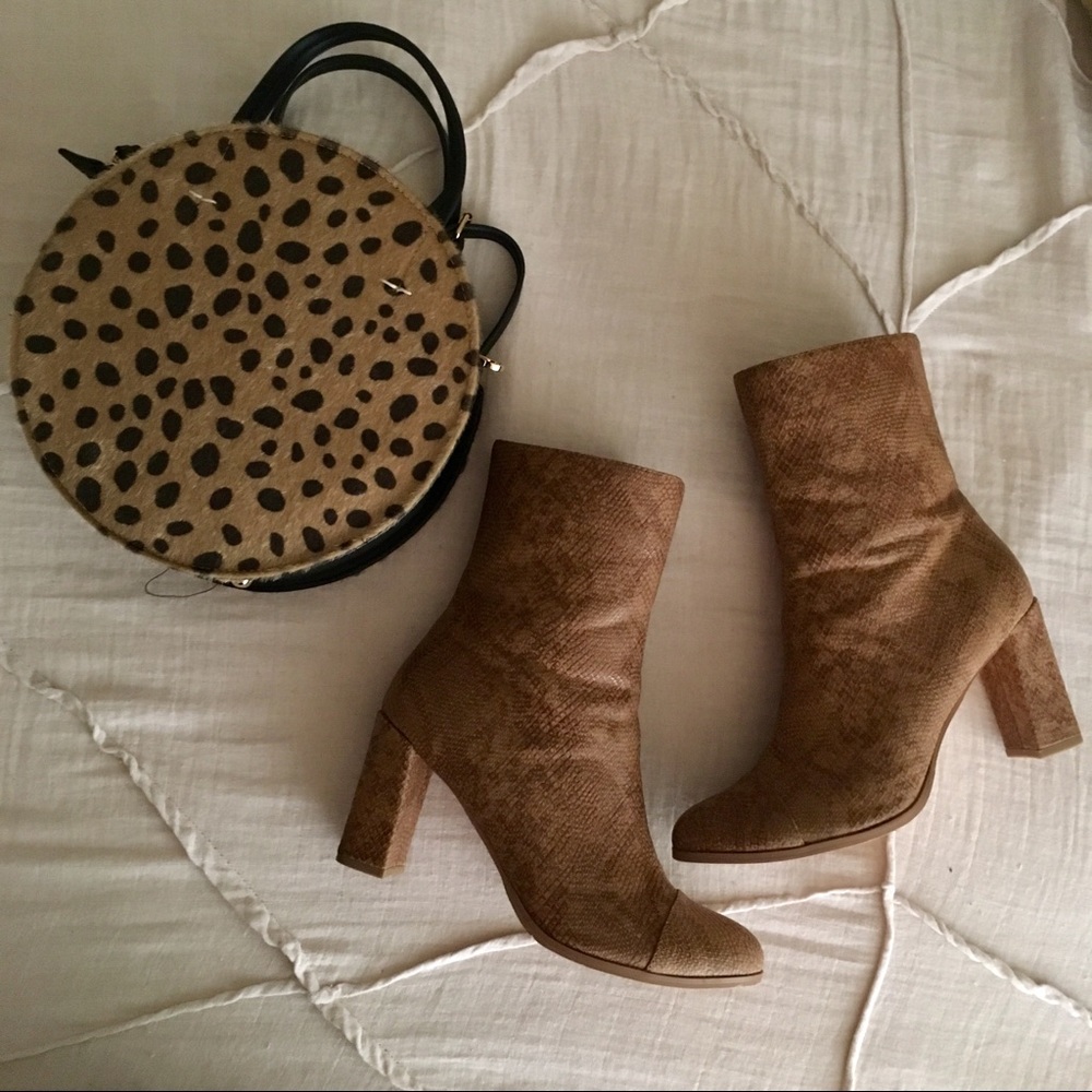 Matisse Faux Snakeskin Cognac Booties